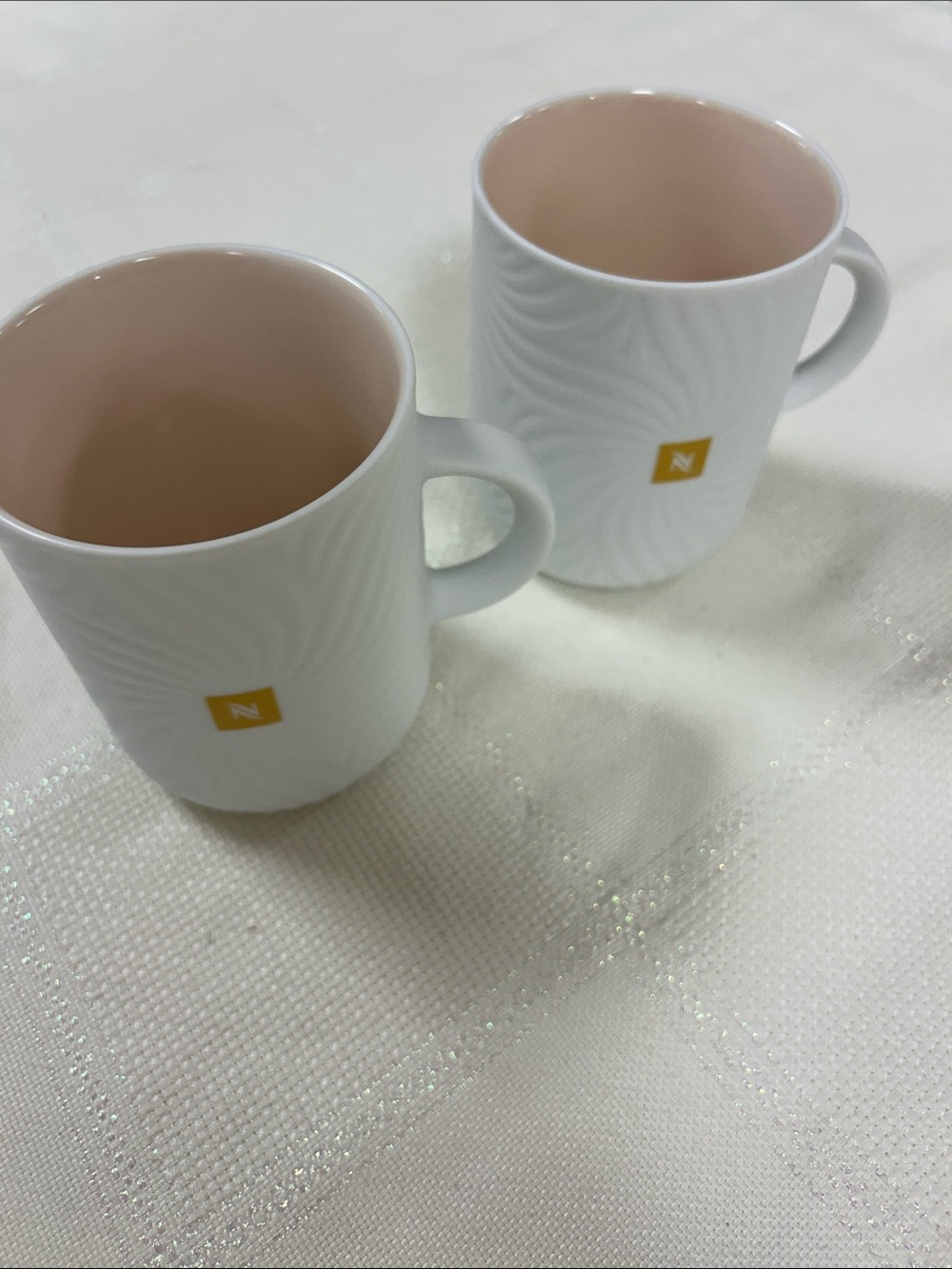 Nespresso White Mugs with Blush-Peach Interior - Set of 2